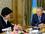 Jania Aubakirova with President of Kazakhstan